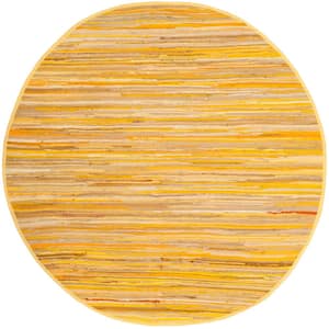 Rag Rug Yellow/Multi 4 ft. x 4 ft. Round Striped Area Rug