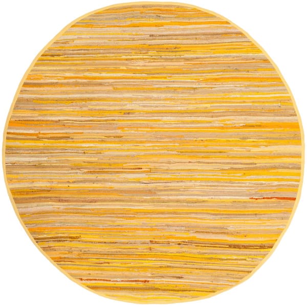 Rag Rug Yellow/Multi 4 ft. x 4 ft. Round Striped Area Rug
