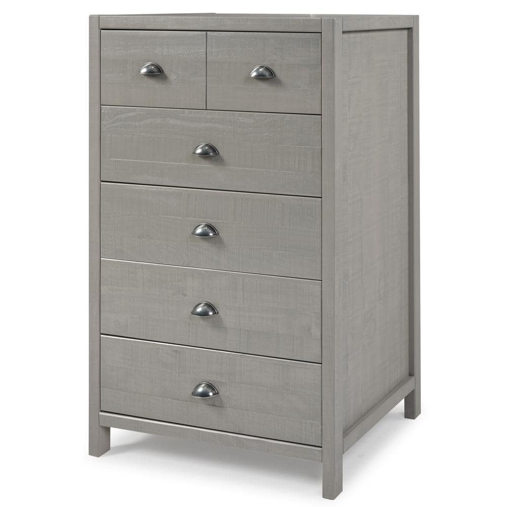 Hampton Driftwood Brown Pine Five Drawer Chest