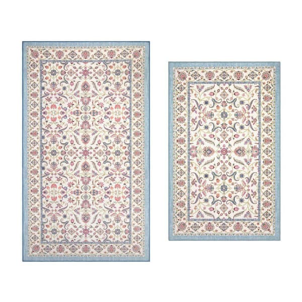 Chatsworth 2 ft. x 4 ft. Woven Ivory Multi Floral 2-Piece Set Area Rug