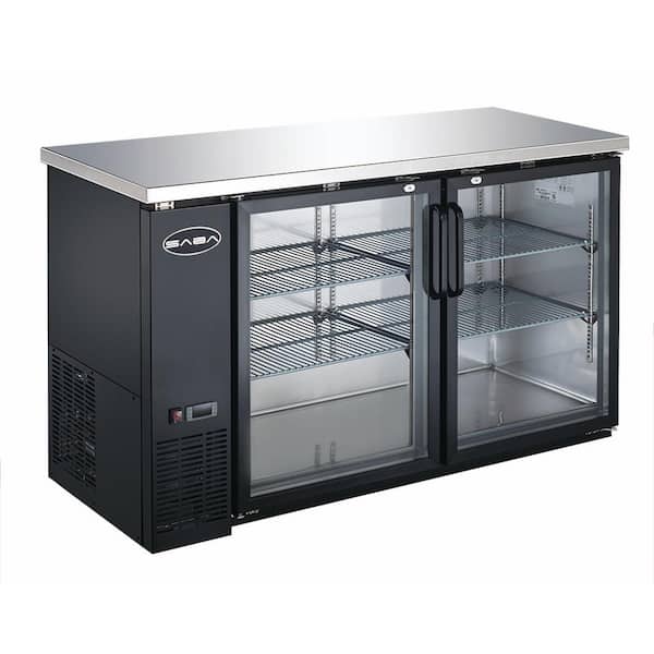 SABA 60 in. W 15.8 cu. ft. Commercial Under Back Bar Cooler Refrigerator with Glass Doors in Stainless Steel with Black