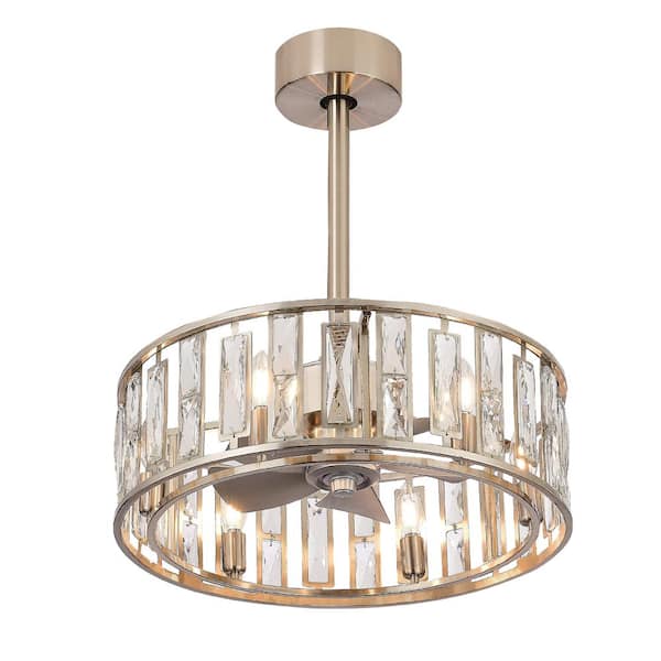 Breezary Augus 20 in. Indoor Satin Nickel Caged Ceiling Fan with