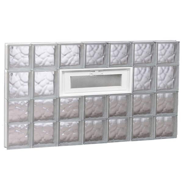 Clearly Secure 40.25 in. x 25 in. x 3.125 in. Frameless Wave Pattern Vented Glass Block Window