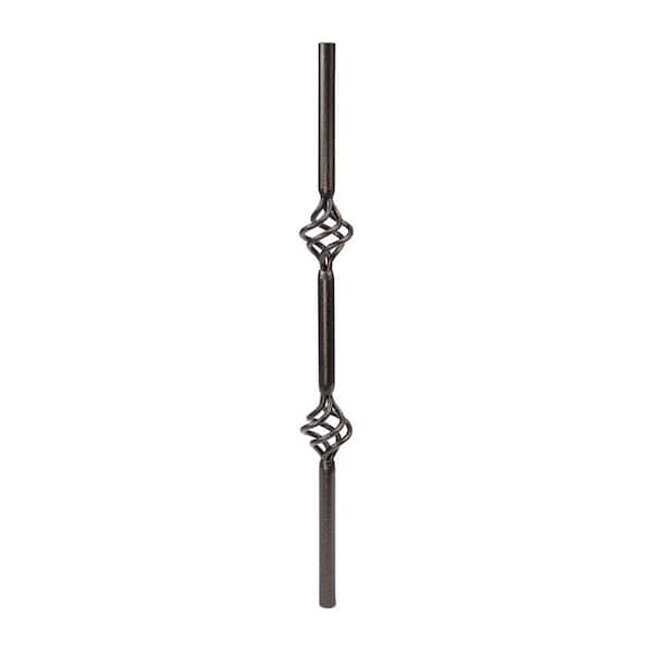 Fortress Railing Products 32 in. x 3/4 in. Antique Bronze Steel Round Double Basket Deck Railing Baluster