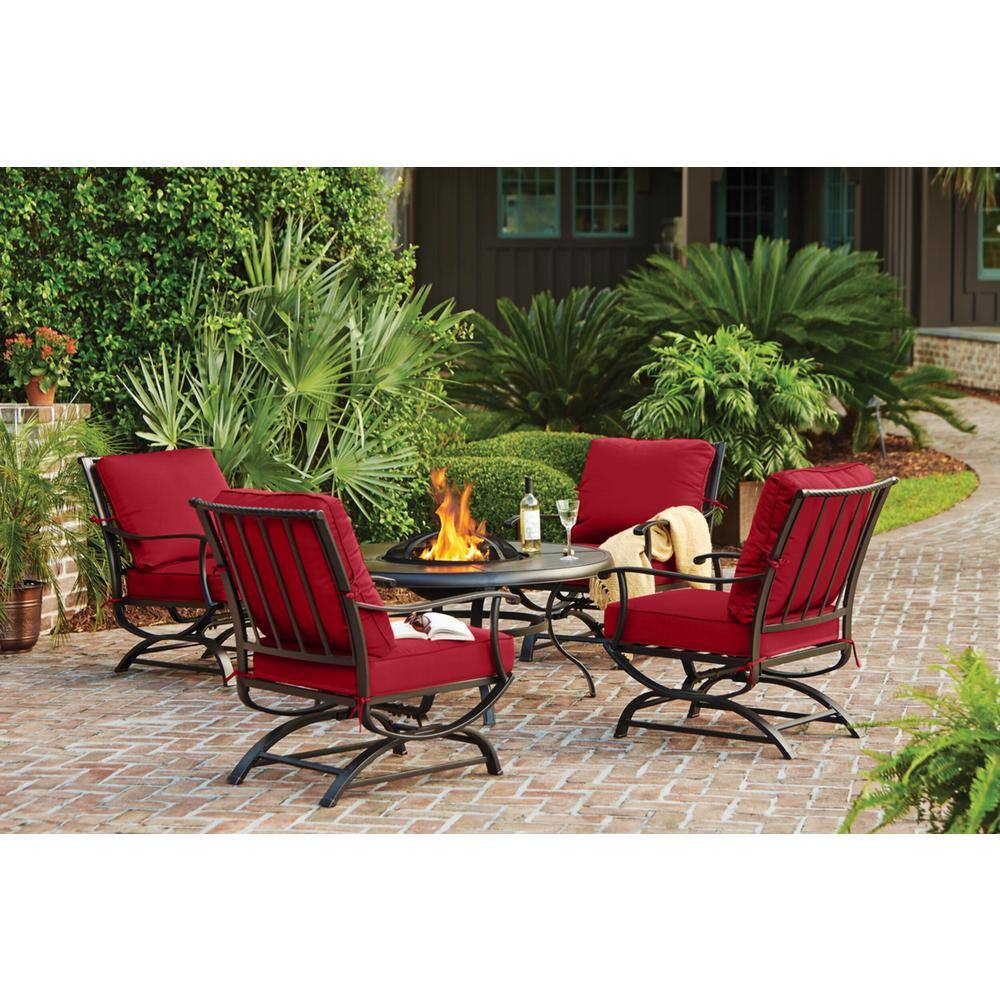 Hampton Bay Redwood Valley Black 5Piece Steel Outdoor Patio Fire Pit