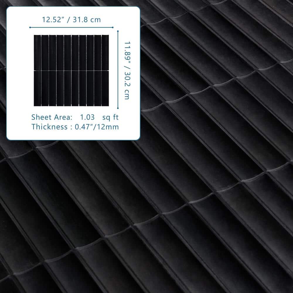 12.52" x 11.89" Black Honed Marble Mosaic Tile