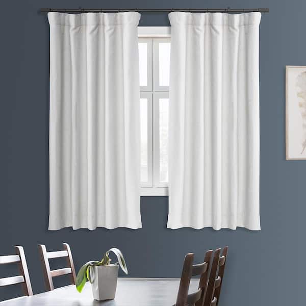 Exclusive Fabrics & Furnishings Chalk Off White Textured Bellino Room Darkening Curtains-50 in. W x 63 in.L Rod pocket with Back Tab Single Window Panel