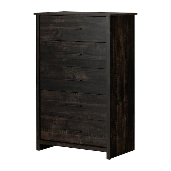South Shore Fernley, Rubbed Black 5-Drawer 31 in. Chest of Drawers