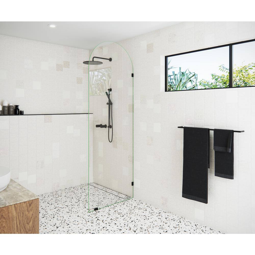 Venus 30 in. x 86.75 in. Fully Frameless Arched Single Fixed Shower Panel