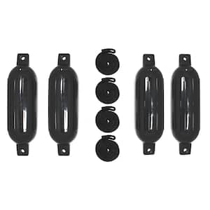 BoatTector Inflatable Fender Value 4-Pack - 6.5 in. x 22 in., Black