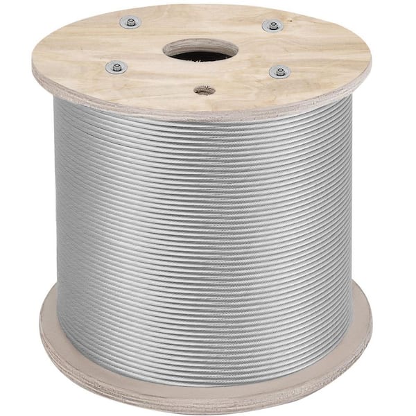 1/4 in. Rope Diameter x 200 ft. Length, Stainless Steel Wire Rope(By-the-Foot), Steel Cable