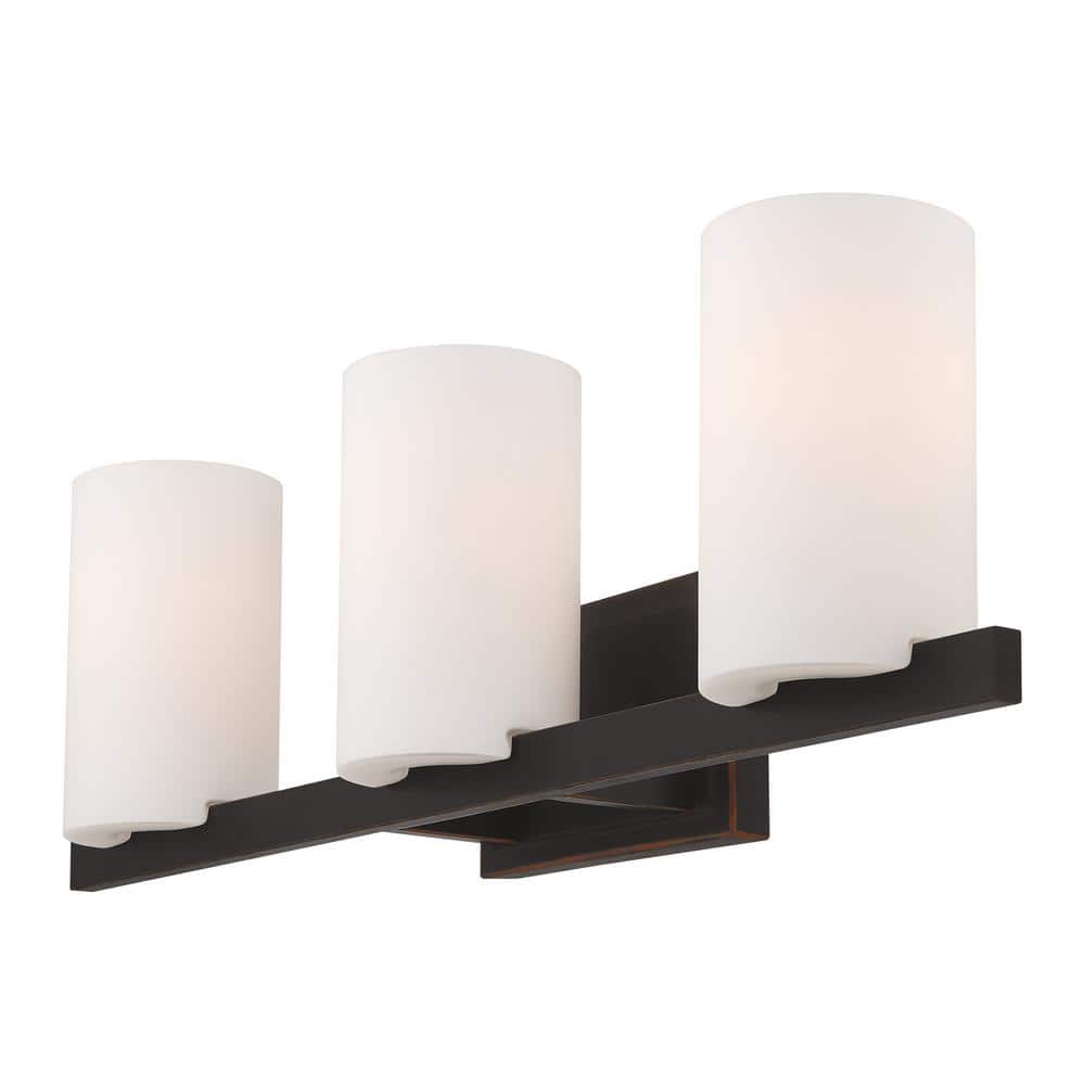 Olde Bronze 26" Vanity Light with Satin Opal White Glass