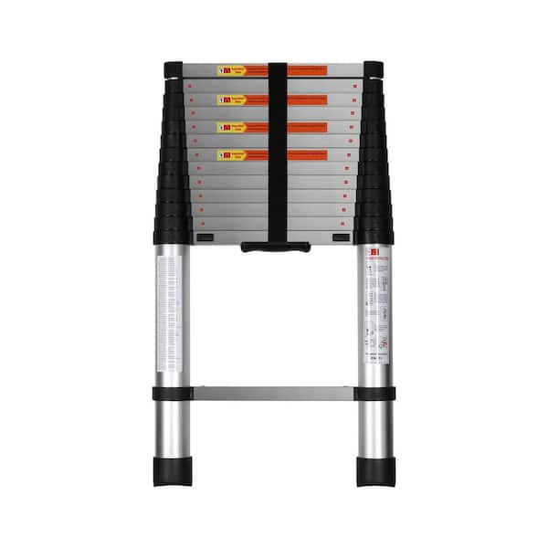 Amucolo 12.5 ft. Aluminum 1-Button Telescoping Extension Ladder with 330 lbs. Load Capacity Type 1A Duty Rating