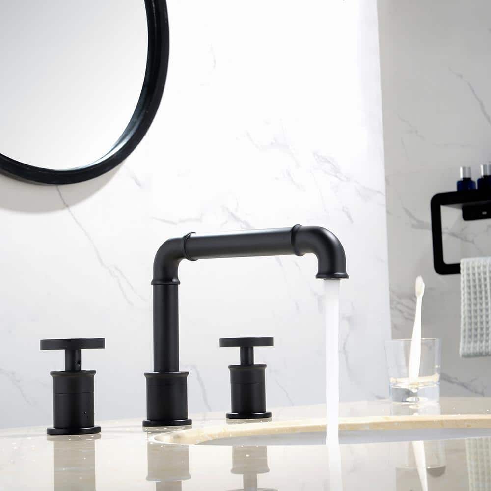 Avallon Matte Black Double-Handle Widespread Bathroom Faucet