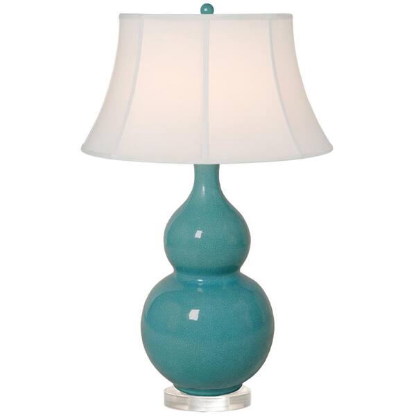 Turquoise Gourd Ceramic Vase Table Lamp, Turquoise Ceramic Lamp