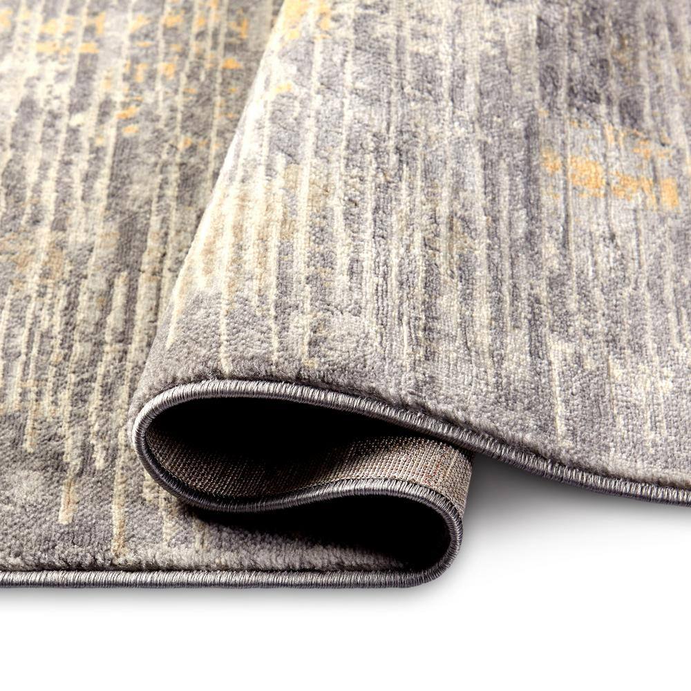 Modern Abstract Grey and Yellow Soft Synthetic Area Rug
