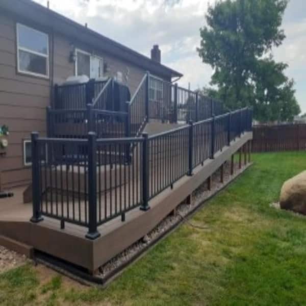 Aria Railing - 3 in. x 3 in. x 36 in. Black Powder Coated Aluminum Deck Post Kit