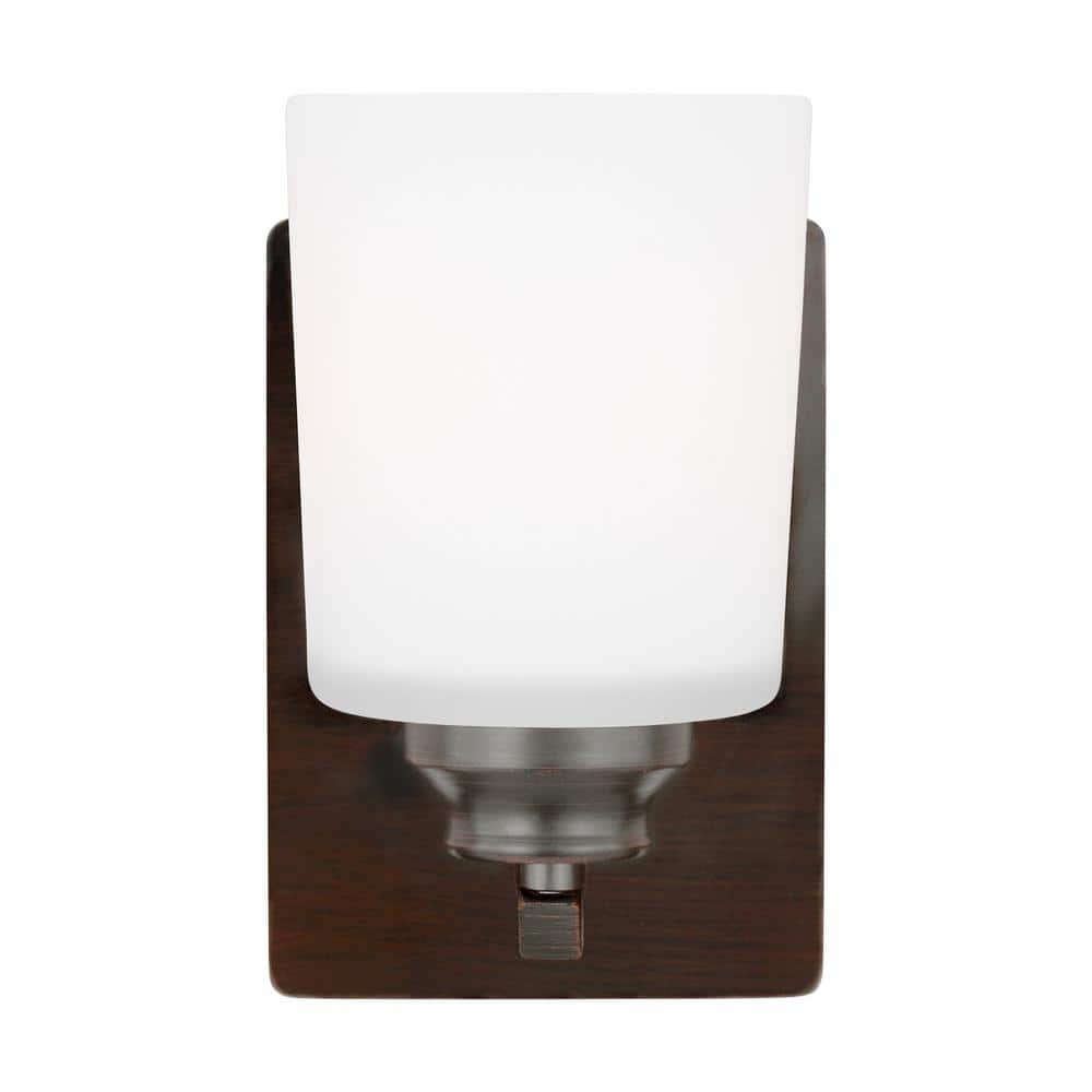 Vinton 5 in. 1-Light Bronze Bathroom Vanity Light with Etched White Glass Shade price history on PriceWatchPro