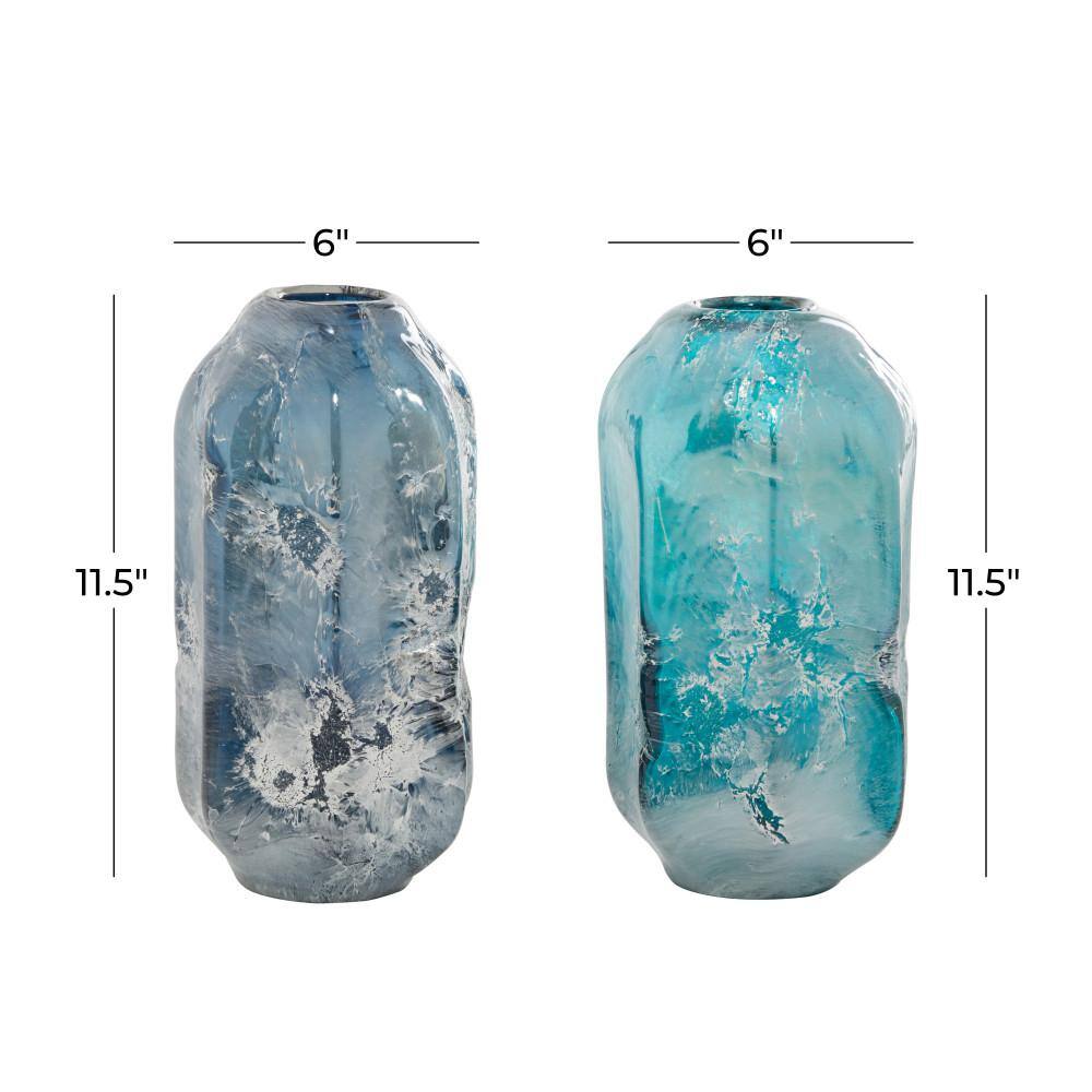 Handmade Blue and Teal Glass Decorative Vases Set