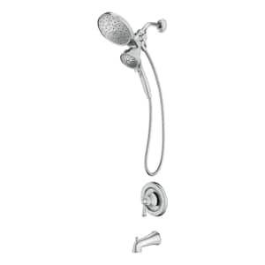 Brecklyn Single Handle 6-Spray Tub and Shower Faucet with Magnetix Rainshower Combo in Chrome (Valve Included)