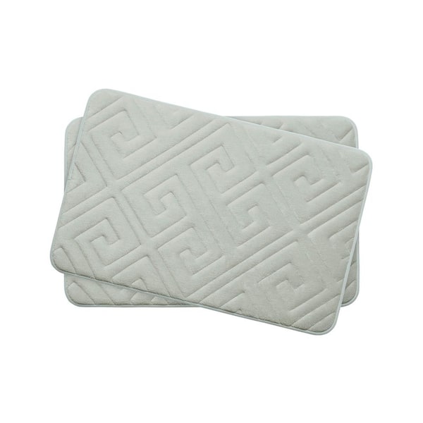 BounceComfort Caicos Light Gray 17 in. x 24 in. Memory Foam 2-Piece Bath Mat Set