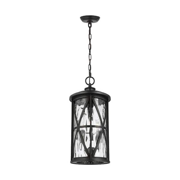 Generation Lighting Millbrooke Medium 3-Light Antique Bronze Hanging Pendant with Seeded Glass