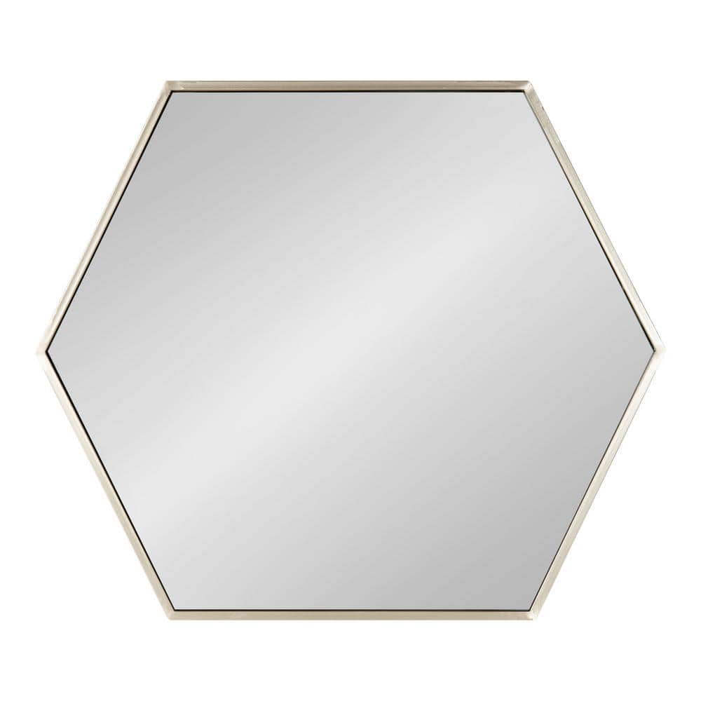 Elegant Silver Hexagon 29" Bathroom Wall Mirror