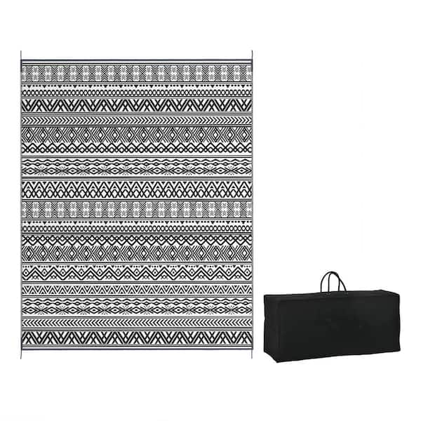 COOLSHARK 8 ft. x 10 ft. Waterproof Outdoor Patio Rug Indoor Large Reversible Area Rugs with Carry Bag, for Yard, Picnic, Beach
