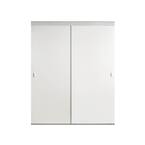 42 in. x 96 in. Smooth Flush White Solid Core MDF Interior Closet Sliding Door with Chrome Trim