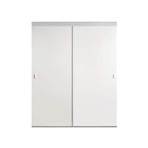 42 in. x 96 in. Smooth Flush White Solid Core MDF Interior Closet Sliding Door with Chrome Trim