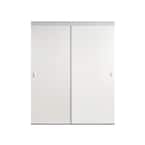 48 in. x 96 in. Smooth Flush White Solid Core MDF Interior Closet Sliding Door with Chrome Trim