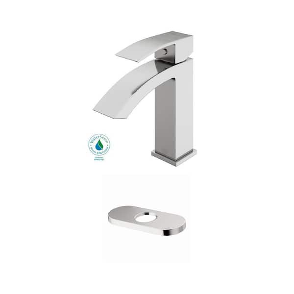 Satro Single-Hole Bathroom Faucet with 5.5 in. Deck Plate in Brushed Nickel (2-Piece Set)