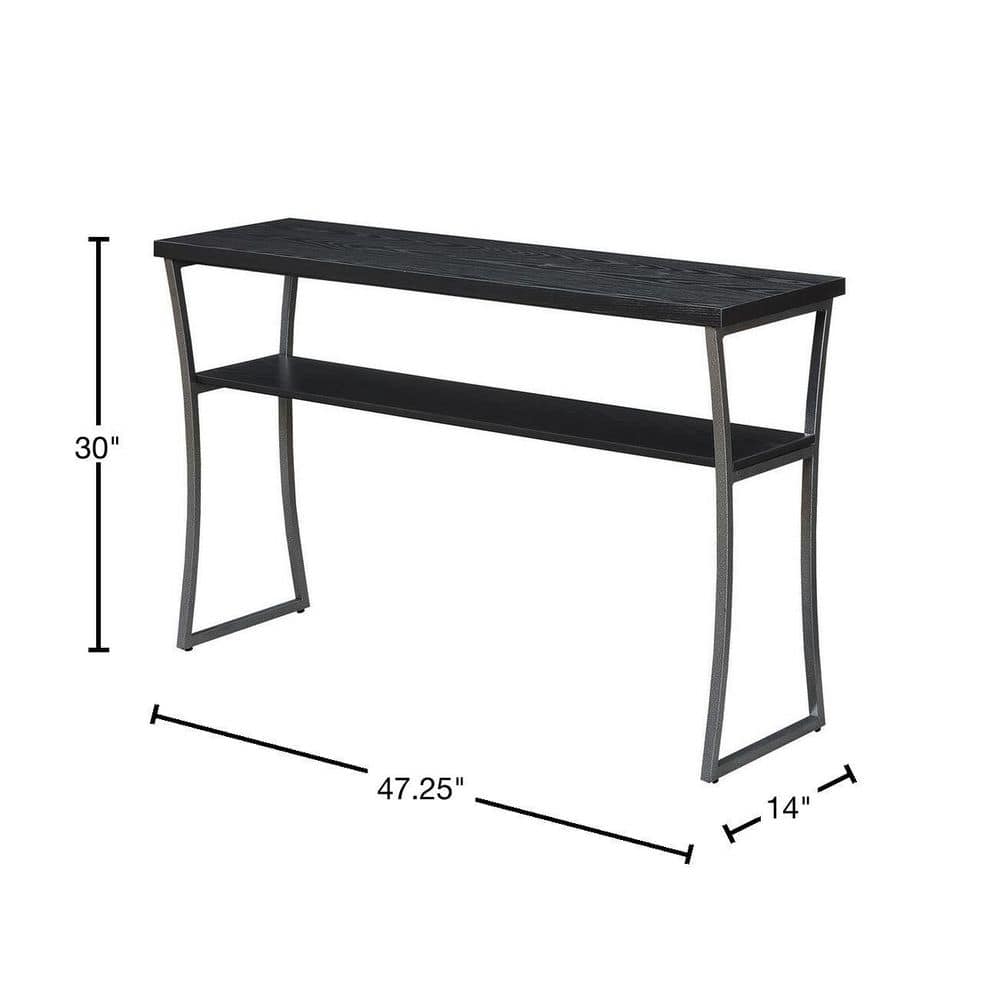 X-Calibur Black Woodgrain Console Table with Storage