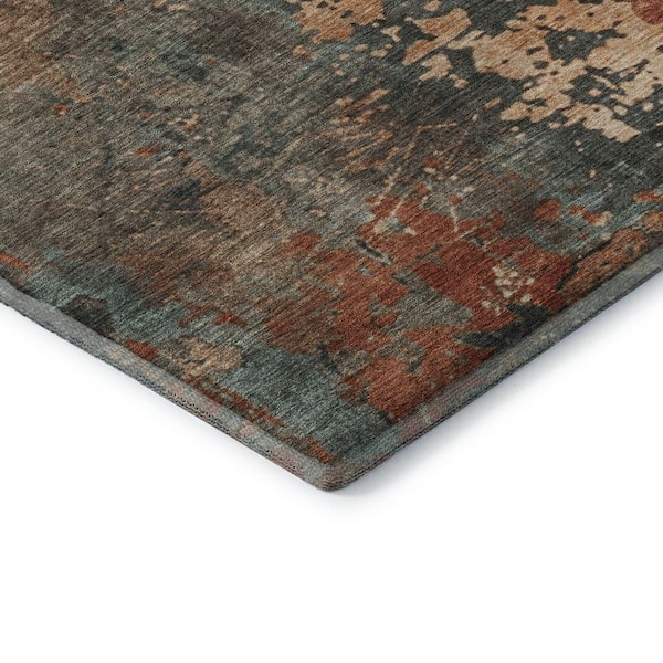 Mayfield Premium Machine Washable Abstract AMF1702 Seafoam 5 ft. x 7 ft. 6 in. Area Rug