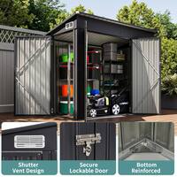 Sizzim 8 ft. W x 4 ft. D Outdoor Metal Lean to Storage Shed with Vents, Triple Lockable Door for Garden MBP-IS302BK02
