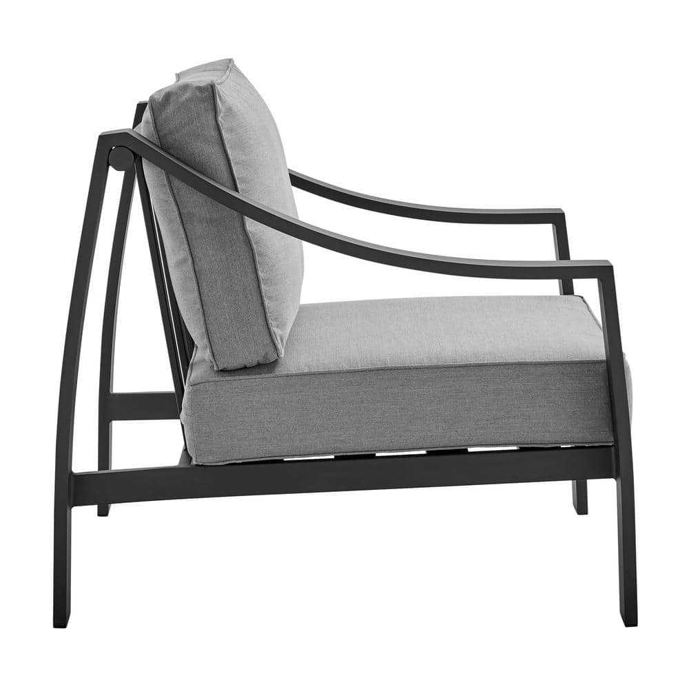 Koda Black Aluminum Outdoor Chair with Gray Cushions