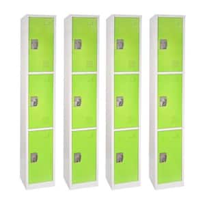 629 Series 72 in. x 12 in. x 12 in. Triple-Compartment Steel Tier Key Lock Storage Locker in Green (4-Pack)