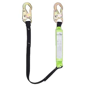 Single Leg Shock Absorbing Safety Lanyard with Shock Pack, Snap Hook and Rebar Hook, 4 ft. Length