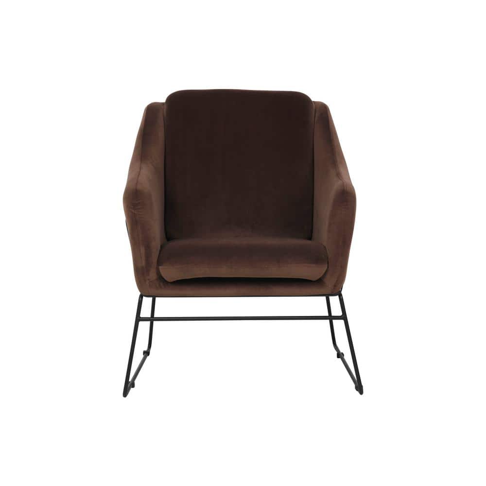Harmony Coffee Brown Velvet and Wood Accent Chair