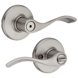 Balboa Satin Nickel Privacy Door Lever with Lock for Bedroom or Bathroom featuring Microban Technology