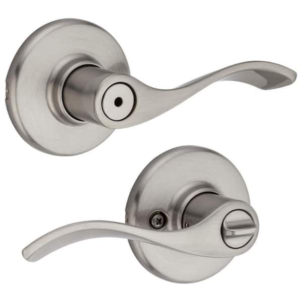 Balboa Satin Nickel Privacy Door Handle with Lock for Bedroom or Bathroom featuring Microban Technology