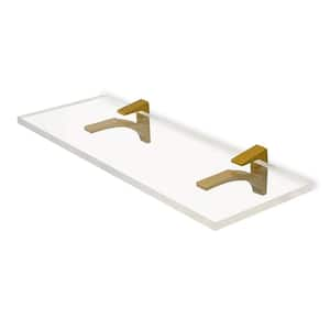 6 in. W x 0.75 in. H x 36 in. D Floating Wall Mount Clear Acrylic Rectangular Shelf 3/4 in. Thick in Brass SC Brackets