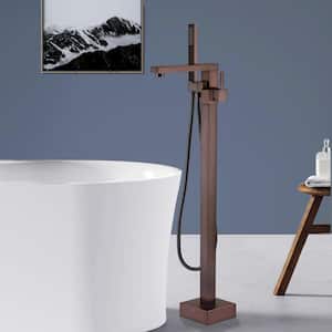 1-Handle 90 Degrees Freestanding Bathtub Faucet with Hand Shower Head in Oil Rubbed Bronze