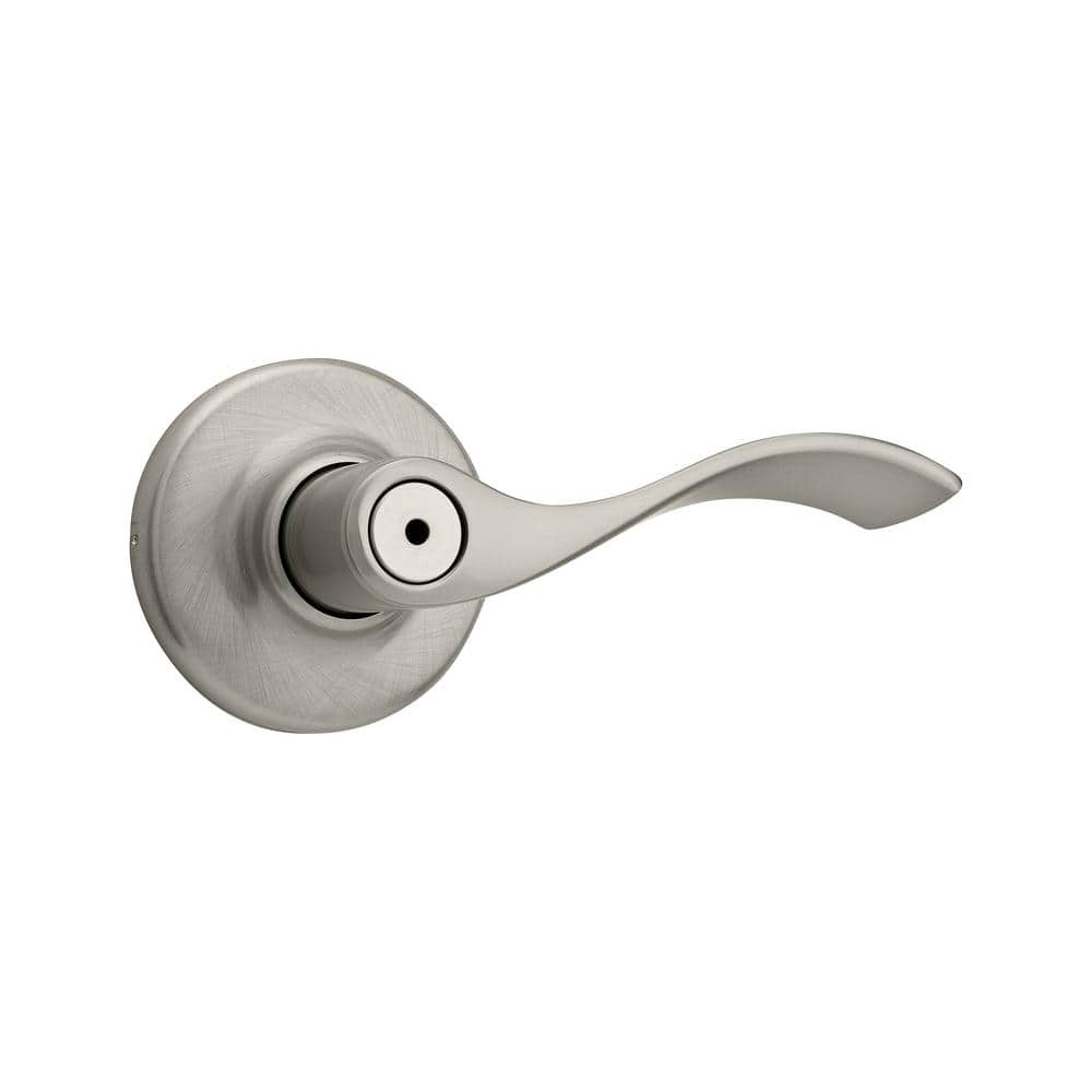 Kwikset Balboa Satin Nickel Privacy Door Lever with Lock for Bedroom or