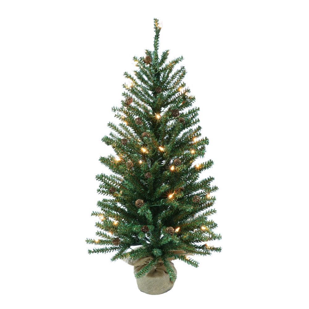 Puleo International Pre-Lit 3 ft. Fir Artificial Christmas Tree with ...