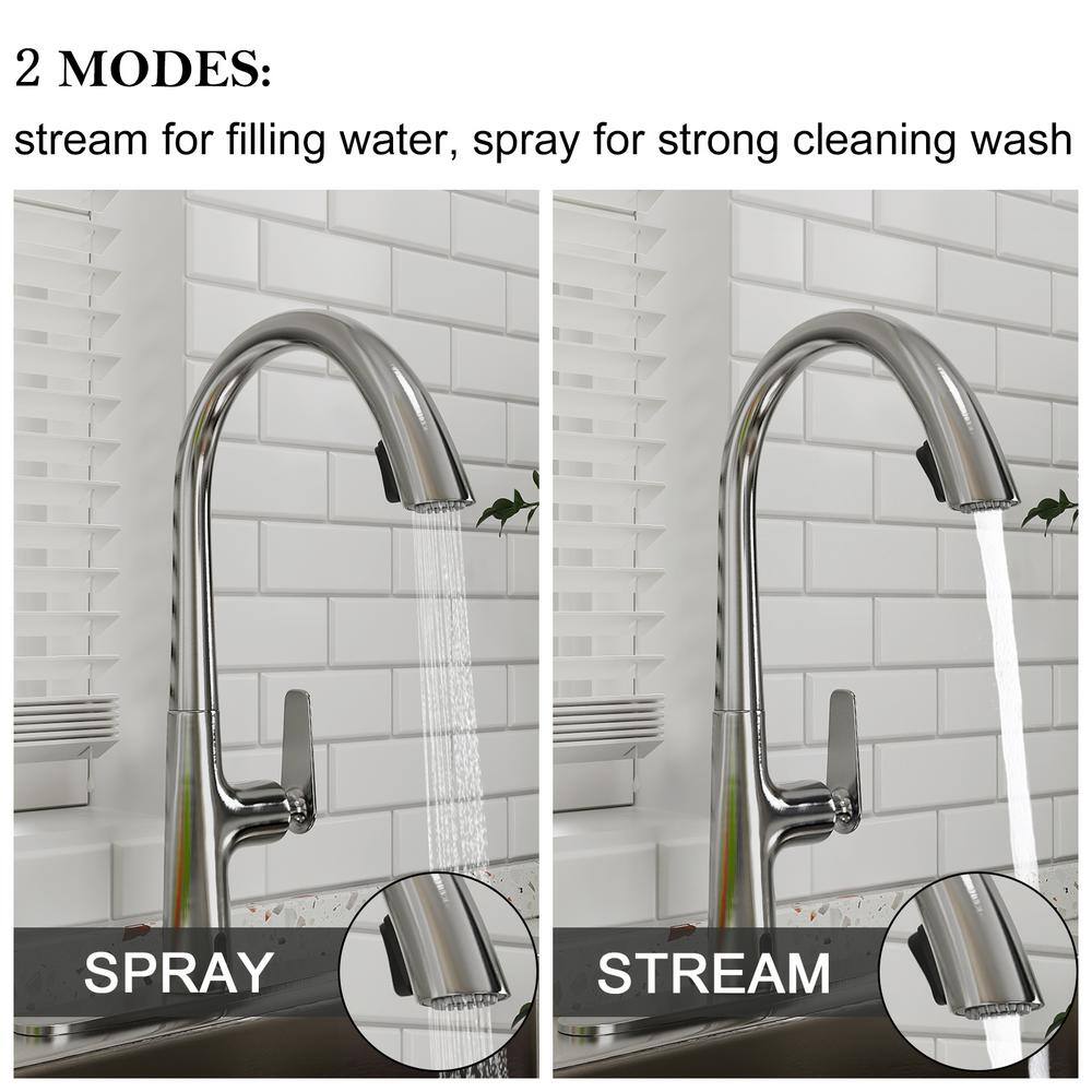 Brushed Nickel Touchless Pull Down Kitchen Faucet with Pull-out Spray