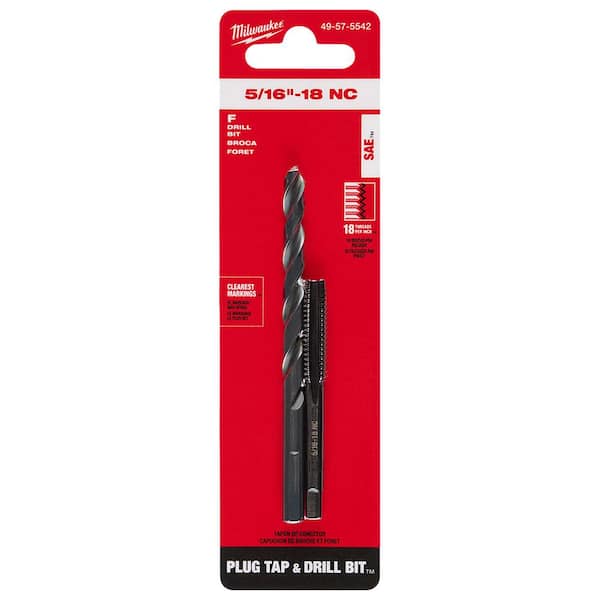 Milwaukee 5/16 in. -18 Straight Flute Plug Tap and F Drill Bit 49