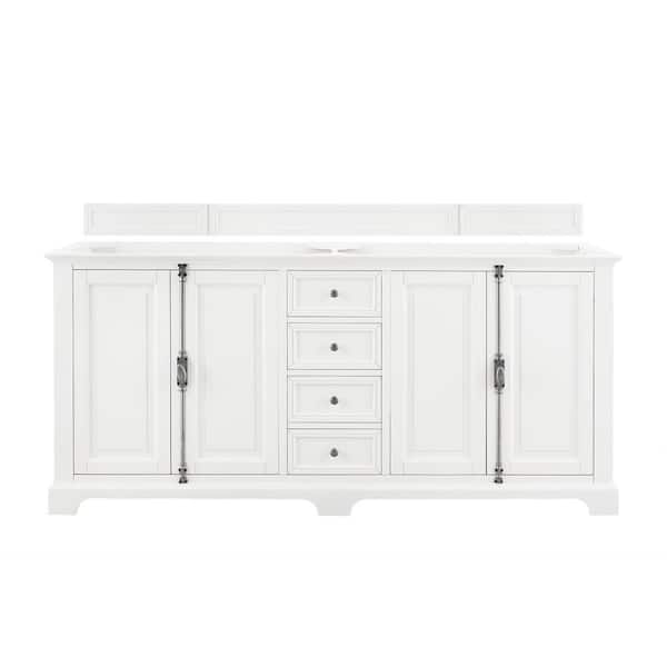 James Martin Vanities Providence 71.6 in. W x 23.4 in.D x 32.8 in. H Double Bath Vanity Cabinet Without Top in Bright White