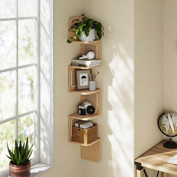 7.9 in x 7.9 in 5-Tier Corner Shelf,Wall Mounted Floating Shelf