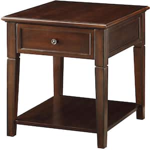 Malachi 24 in. Walnut Short Square Wood End Table